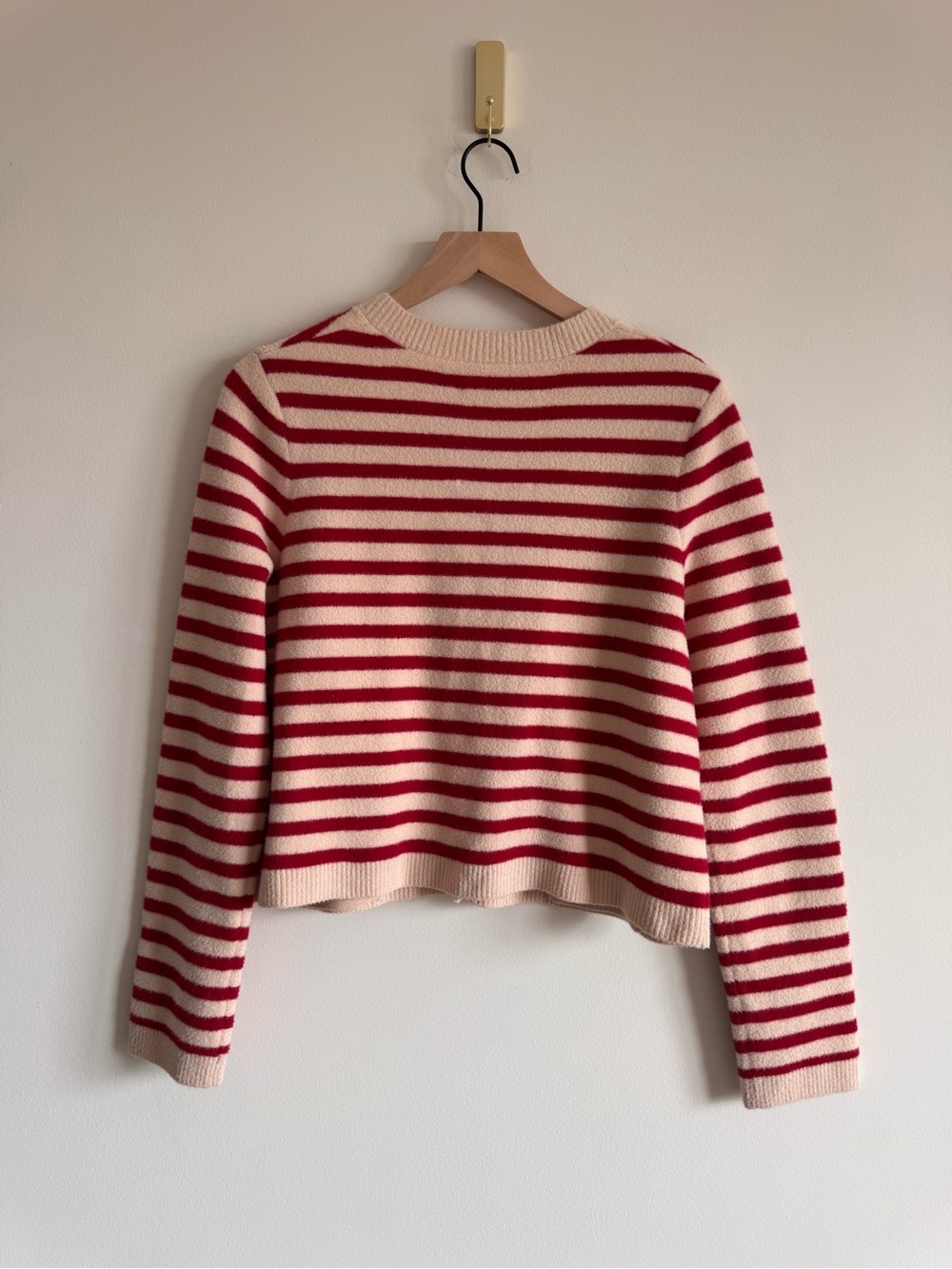 Anthropologie NVLT | Red Cream Striped Lady Jacket Cardigan Sweater ~ Medium - Picture 9 of 10